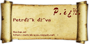 Petrák Éva névjegykártya