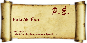 Petrák Éva névjegykártya